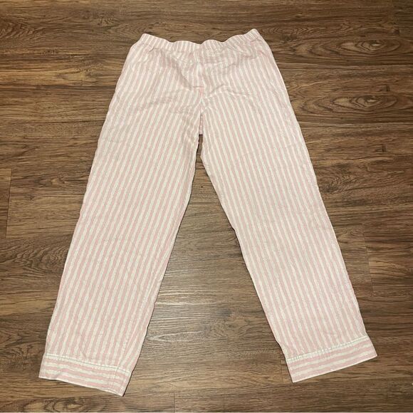 Victoria’s Secret Striped Long Sleeve Pants Pajama Set Pink White Silver Medium - Picture 13 of 15